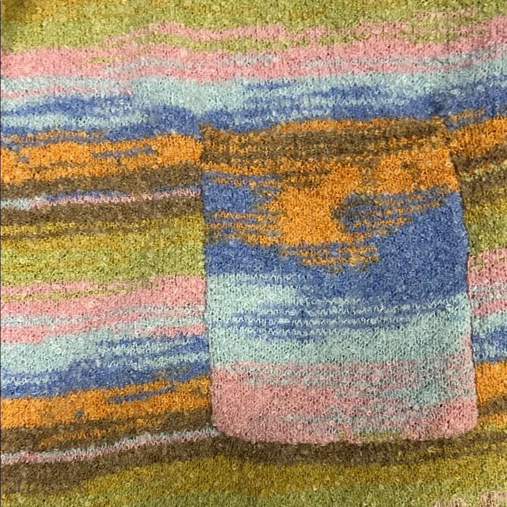 Easel Multicolor Textured Knit Sweater Pastel Cardigan Large - Picture 4 of 4